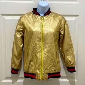 Fushi Metallic Gold Bomber Jacket